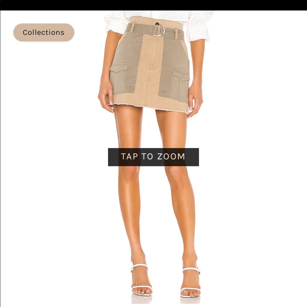 FRAME REVOLVE PAPERBAG MULTI TONE SKIRT IN CARGO